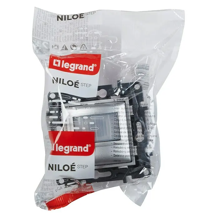 Legrand Niloé Step Mecanismo detector de movimiento - Aluminio, Mate, Montaje en la pared - Unidad de sensor de movimiento Legrand Niloe Step empaquetada, ideal para control de iluminación automatizado y seguridad.