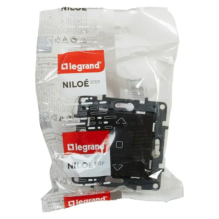 Legrand Niloé Step Interruptores para persianas - Negro, Mate, Montaje en superficie - Interruptor Legrand Niloe Step empaquetado.