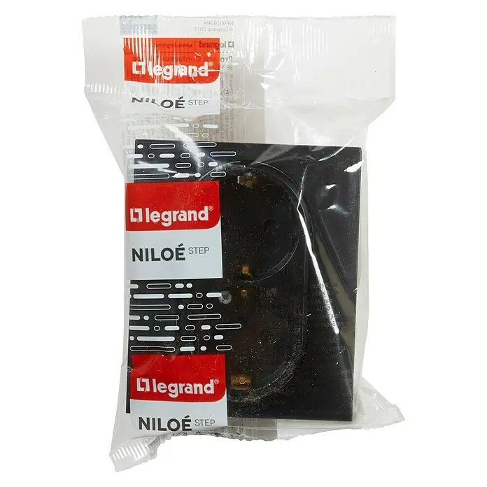 Legrand Niloé Step Enchufe doble - Antracita, x 2, Plástico, Montaje en la pared - Inserto de enchufe Legrand Niloe Step en su embalaje original. El producto es negro y está hecho de material de alta calidad para un uso duradero.