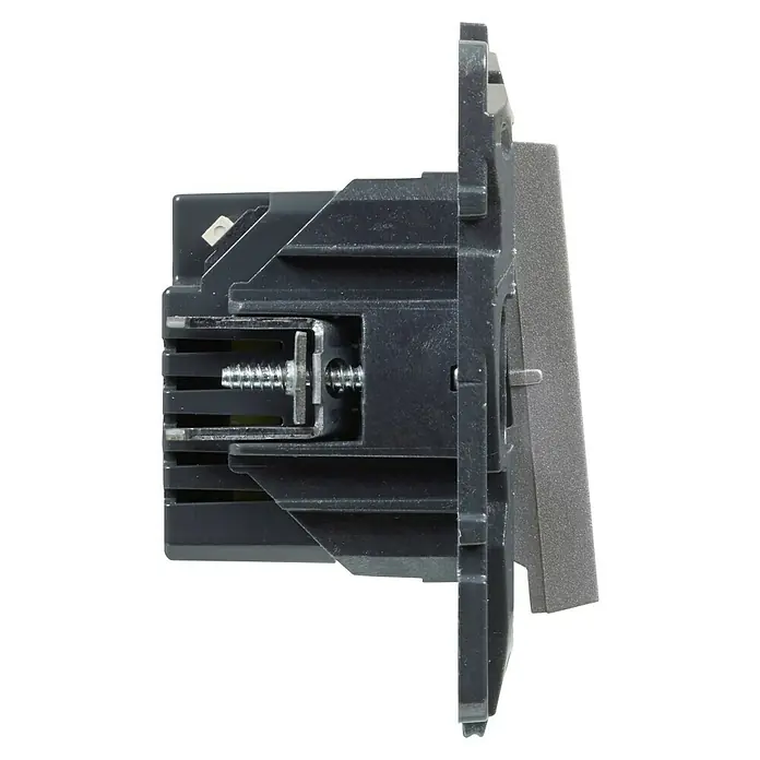 Legrand Niloé Step Interruptor de sensor inteligente - Aluminio, x 1, Vertical, Instalar - Primer plano de un interruptor con terminales de tornillo para conexiones de cable seguras. Construcción robusta e instalación sencilla para una alimentación fiable.