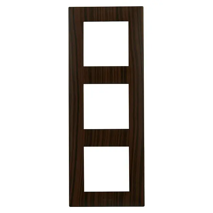 Legrand Niloé Step Marco - Madera, Modelo de mecanismos: x 3, Plástico, Instalar - Elegante tapa de interruptor triple con marco de madera. Elegante tapa de interruptor de madera marrón oscuro con espacio para tres interruptores.