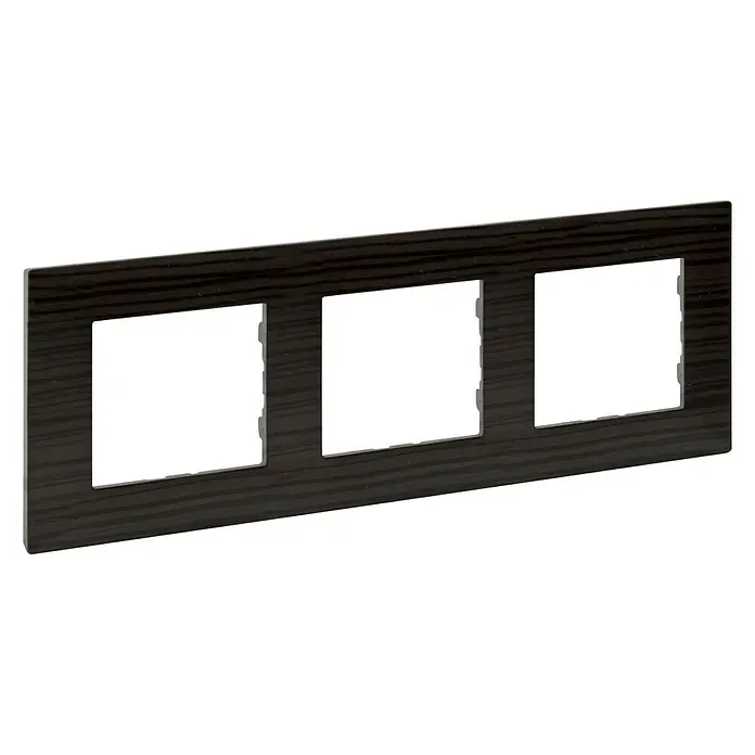 Legrand Niloé Step Marco - Madera, Modelo de mecanismos: x 3, Plástico, Instalar - Elegante placa triple para interruptor con aspecto de madera oscura. Este producto destaca por su calidad y aspecto elegante.