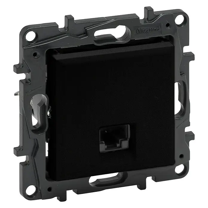 Legrand Niloé Step Toma de red RJ45 - Antracita, x 1, Plástico, Instalar - Toma de red negra Legrand con montura de plástico gris, adecuada para la instalación en hogares y oficinas para la transmisión de datos.