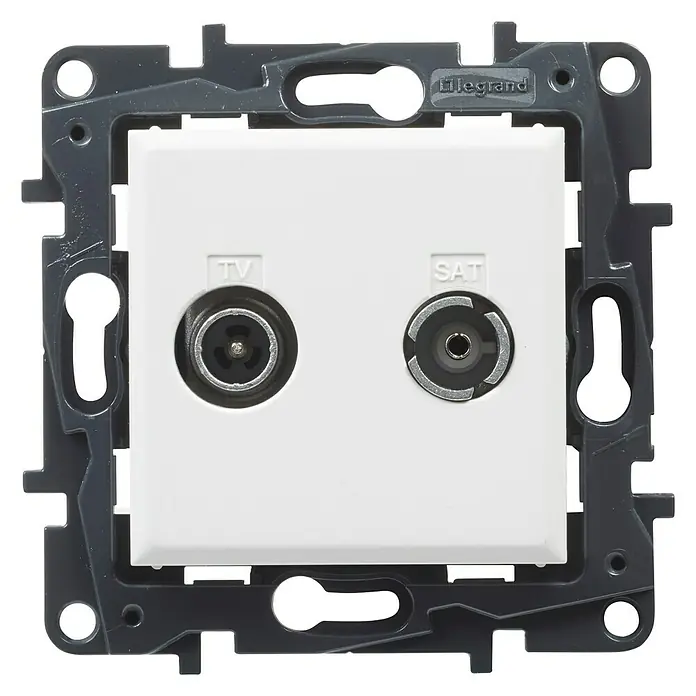 Legrand Niloé Step Pieza insertada para caja de antena Intermedia - x 2, Blanco - Toma de conexión de TV y satélite de Legrand, ideal para recibir señales de televisión y satélite con diseño moderno.