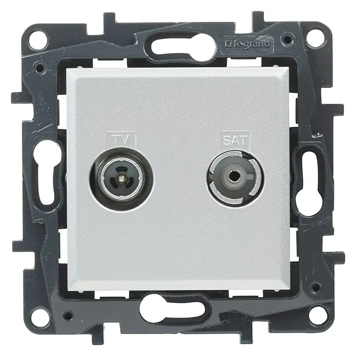 Legrand Niloé Step Pieza insertada para caja de antena Final - x 2, Aluminio - Toma de antena de TV y SAT, óptima para recibir señales de televisión y satélite. Construcción robusta para conexiones fiables.