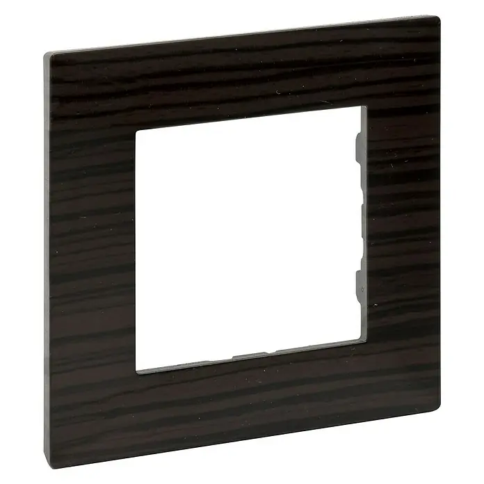 Legrand Niloé Step Marco - Madera, Modelo de mecanismos: x 1, Plástico, Instalar - Marco de enchufe con aspecto de madera oscura. Marco elegante para interruptores de luz y enchufes. Diseño decorativo de pared.