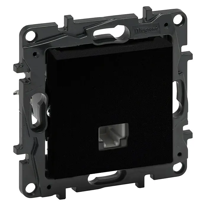 Legrand Niloé Step Toma de teléfono RJ11 - Antracita, Instalar - Primer plano de una caja de empotrar Legrand, diseñada para la instalación eléctrica que garantiza un montaje seguro.