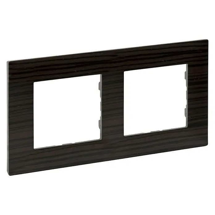 Legrand Niloé Step Marco - Madera, Modelo de mecanismos: x 2, Plástico, Instalar - Cubierta con textura de madera oscura con dos aberturas para interruptores y enchufes.