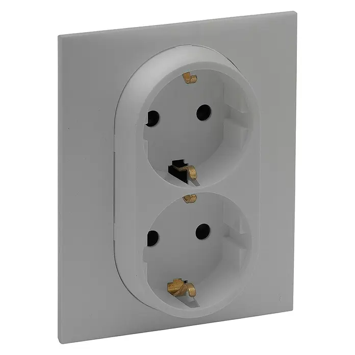 Legrand Niloé Step Enchufe doble - Blanco, x 2, Plástico, Montaje en la pared - Un enchufe doble Schuko en blanco, ideal para el hogar moderno. Diseño simple y funcional.