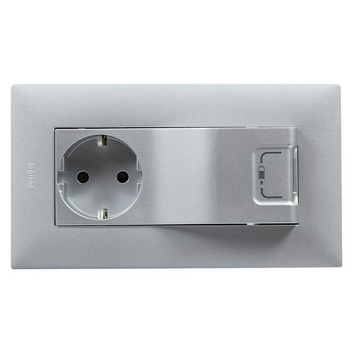 Legrand Niloé Step Enchufe con USB Combi (2 Polos + Toma Tierra, Plástico,  Montaje en la pared)