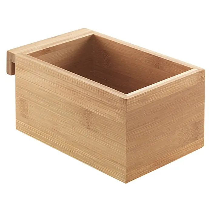 Metaltex Holzkiste Mural Line - L x B x H: 10 x 15 x 8 cm, Braun - Holzbehälter aus hellem Bambus mit rechteckiger Form und glatten Kanten, ideal für die Aufbewahrung verschiedener Gegenstände.