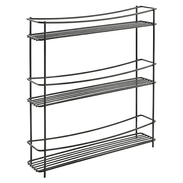Metaltex Gewürzregal - L x B x H: 35 x 7 x 37 cm, Anzahl Böden: 3 Stk., Schwarz - Dreistufiger, schmaler Gewürzregal-Organizer aus Chrom für Küche oder Speisekammer. Praktische Aufbewahrungslösung.