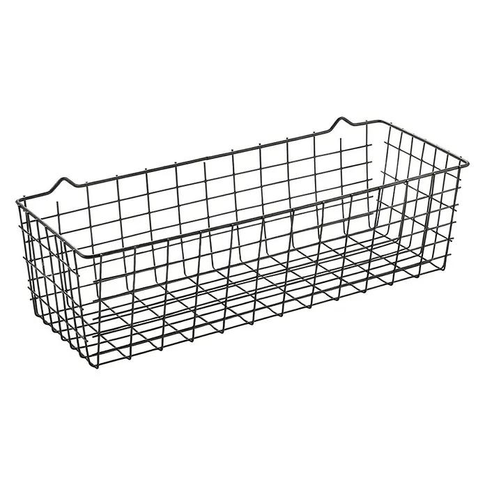 Metaltex Allzweck-Korb Koala - L x B x H: 33 x 12 x 10 cm, Metall, Schwarz - Diese Abbildung zeigt einen rechteckigen Drahtkorb mit abgerundeten Ecken. Der Korb ist ideal für die Aufbewahrung verschiedener Gegenstände.