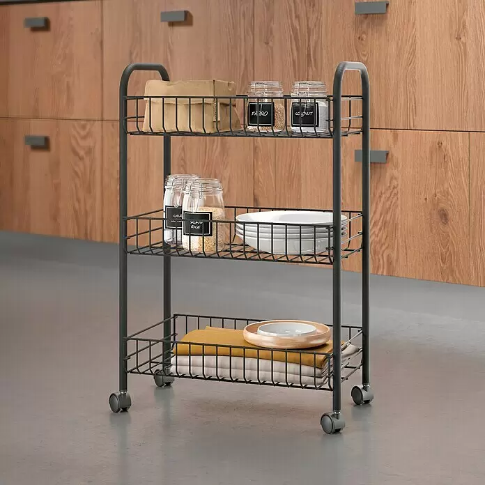 Metaltex Beistellwagen - L x B x H: 41 x 23 x 63 cm, Schwarz - Anwendungsbeispiel