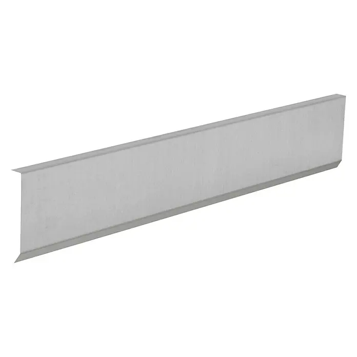 Sarei Kappleiste - Länge: 1.000 mm, Zuschnittbreite: 70 mm, Natur - Ansicht eines einzelnen Metallrahmens. Er ist grau und auf einem schwarzen Hintergrund platziert. Das Metall erscheint robust und langlebig.