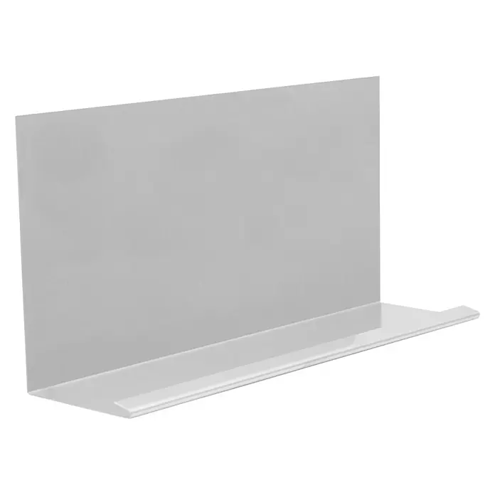 Sarei Winkelblech - Wasserfalz, Zuschnittbreite: 250 mm, Länge: 1.000 mm, Aluminium - Nahaufnahme einer eleganten, weißen Regalbords für die Wandmontage, ideal für moderne Innenräume und zur stilvollen Präsentation von Dekorationen.