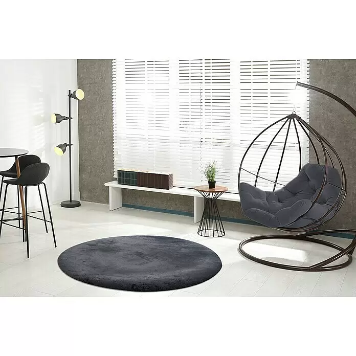 Fellteppich Happy - Graphit, Durchmesser: 160 cm, 100 % Polyester (Flor) - Stimmungsaufnahme