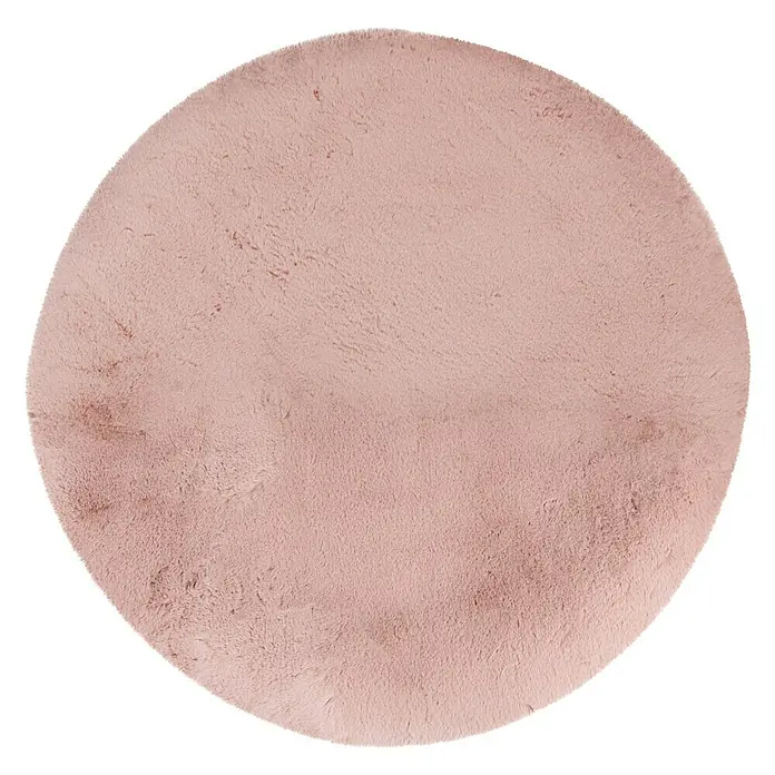 Fellteppich Happy - Rosa, Durchmesser: 160 cm, 100 % Polyester (Flor) - Runder, zotteliger Teppich in einem sanften Rosaton, ideal für eine gemütliche und stilvolle Atmosphäre in jedem Raum.