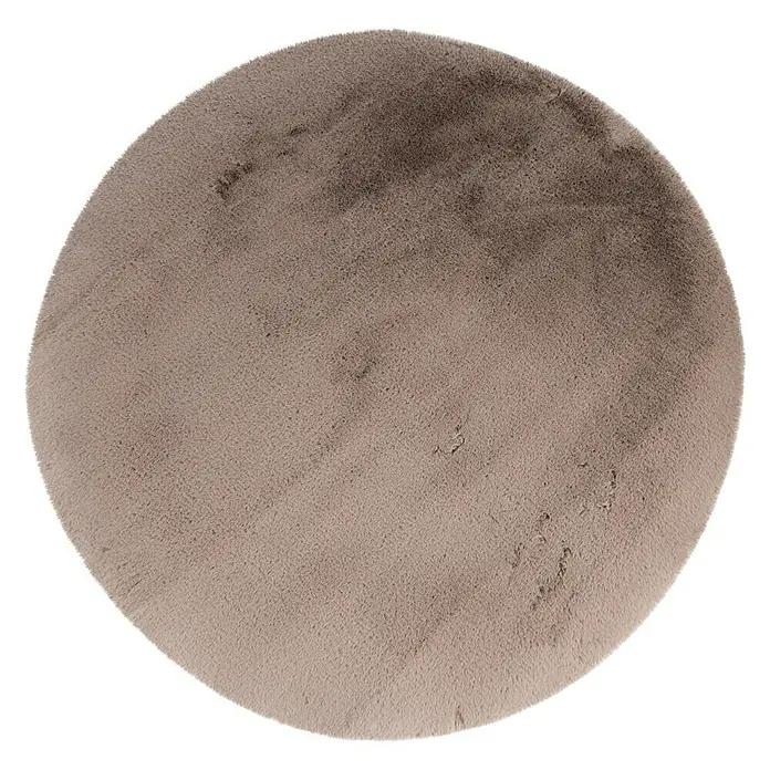 Fellteppich Happy - Taupe, Durchmesser: 160 cm, 100 % Polyester (Flor) - Abgebildeter runder, beigefarbener Teppich mit weicher Textur, ideal als dekoratives Element und zur Erhöhung des Wohnkomforts.