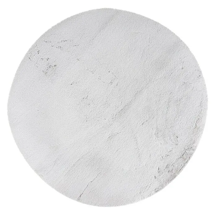 Fellteppich Happy - Silber, Durchmesser: 160 cm, 100 % Polyester (Flor) - Nahaufnahme einer runden Platte mit marmorierter Textur, ideal für Präsentationen oder als dekoratives Element.