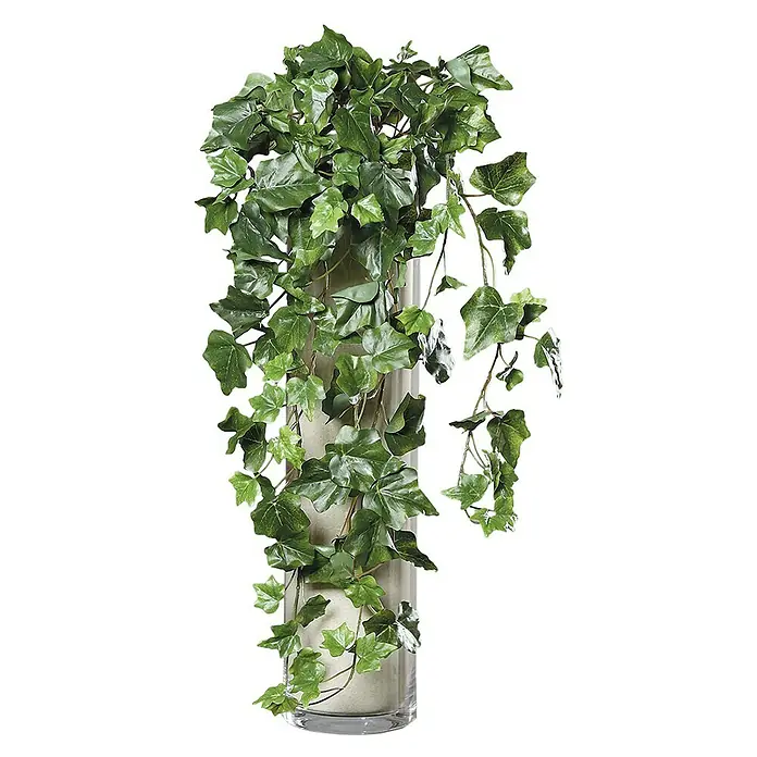 Kunstpflanze Eufeuhänger - Höhe: 70 cm, Kunststoff - Elegante Efeupflanze in einer schlanken Glasvase, ideal als stilvolle Dekoration für jeden Raum.