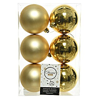 Bolas de Navidad (Diámetro: 8 cm, Oro, Plástico, 6 ud.)