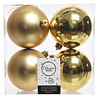 Bolas de Navidad (Diámetro: 10 cm, Oro, Plástico, 4 ud.)
