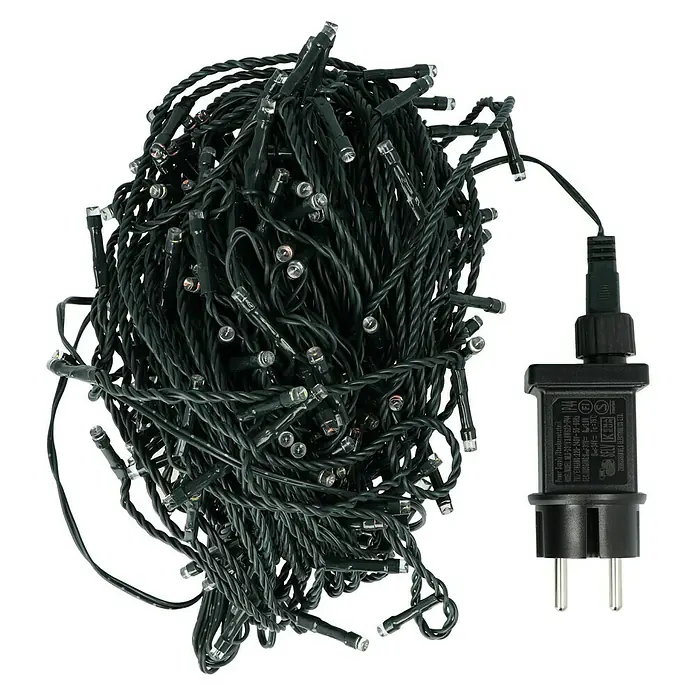 Tween Light Guirnalda luminosa LED - Para exterior, Color de luz: RGB, Número de bombillas: 200 ud., Funcionamiento en red - Una bola de luces LED verdes para árbol de Navidad con enchufe. Iluminación navideña decorativa para interiores.