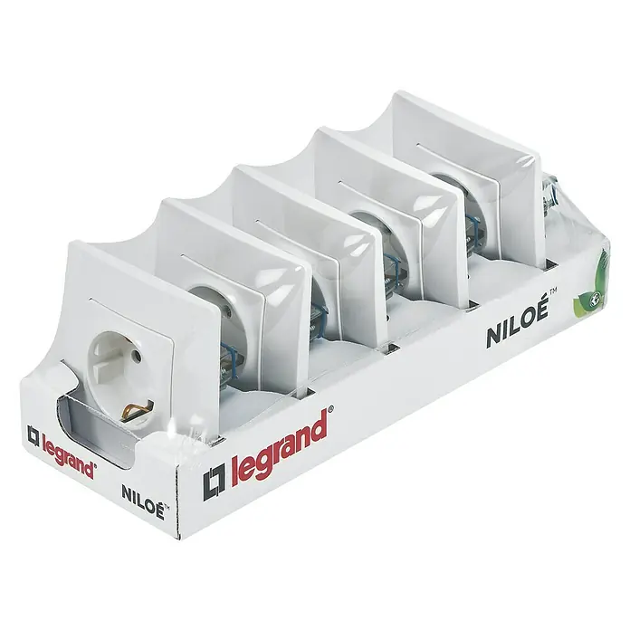 Legrand Niloé Monoblock Enchufe Pack 5 - Blanco, Plástico, Montaje en la pared - Varios enchufes Legrand Niloe en un paquete, listos para instalar. Ideal para obra nueva o reformas.