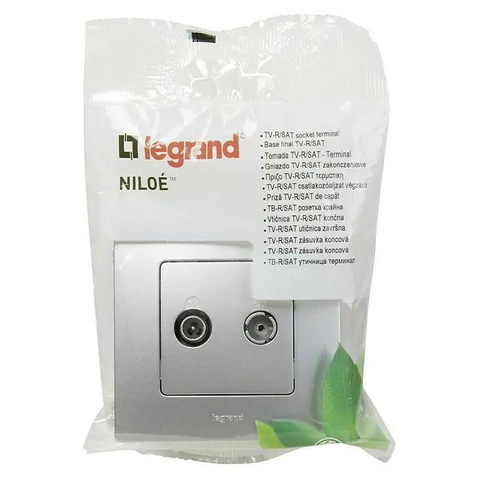 Legrand Niloé Monoblock Pieza insertada para caja de antena Final - x 2, Plateado - Terminal de enchufe TV-R/SAT Legrand Niloe: Un terminal elegante y moderno para conexiones de TV y satélite en hogares y oficinas.