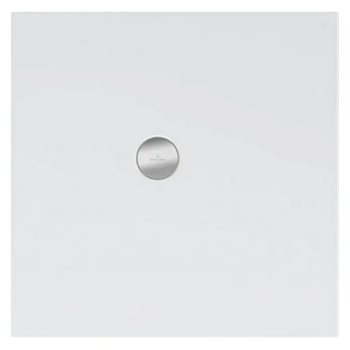 Villeroy & Boch Subway Duschwanne Infinity - L x B: 90 x 90 cm, Keramik, Weiß, 2-seitig - Quadratische, flache Duschwanne in Weiß mit rundem Ablaufventil in der Mitte. Ideal für moderne Badezimmerdesigns.