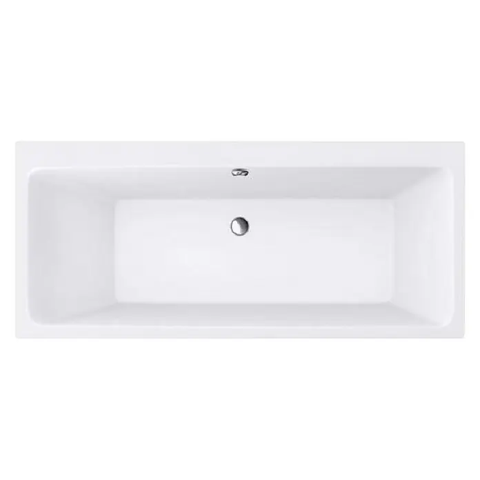 Villeroy & Boch Subway Badewanne - 170 x 75 cm, Sanitäracryl, Weiß - Eine rechteckige, glänzend weiße Badewanne mit einem Abfluss in der Mitte und einem Überlaufschutz oben.