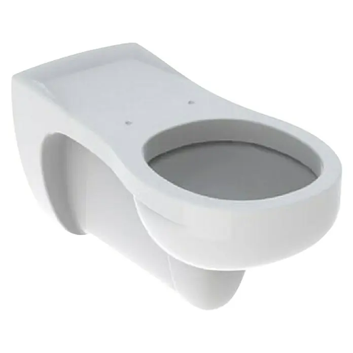 Geberit Vitalis Wand-WC - Mit Spülrand, Ohne Spezialglasur, Spülform: Tief, WC Abgang: Waagerecht, Weiß - Aufnahme einer weißen, wandhängenden Toilette, die ein sauberes und modernes Badezimmerdesign präsentiert.