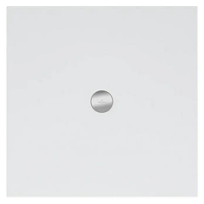 Villeroy & Boch Subway Duschwanne Infinity - L x B: 100 x 100 cm, Keramik, Weiß - Quadratische Duschwanne aus weißem Acryl mit mittigem, rundem Abfluss für ein modernes Badezimmerdesign.