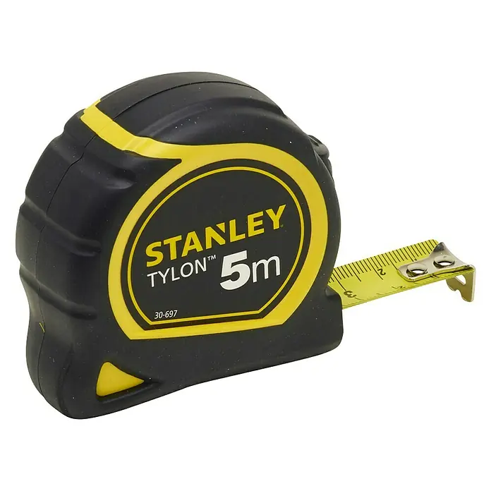 Stanley Kapselbandmaß - 5 m - Schwarzes und gelbes Stanley Tylon 5m Maßband.
