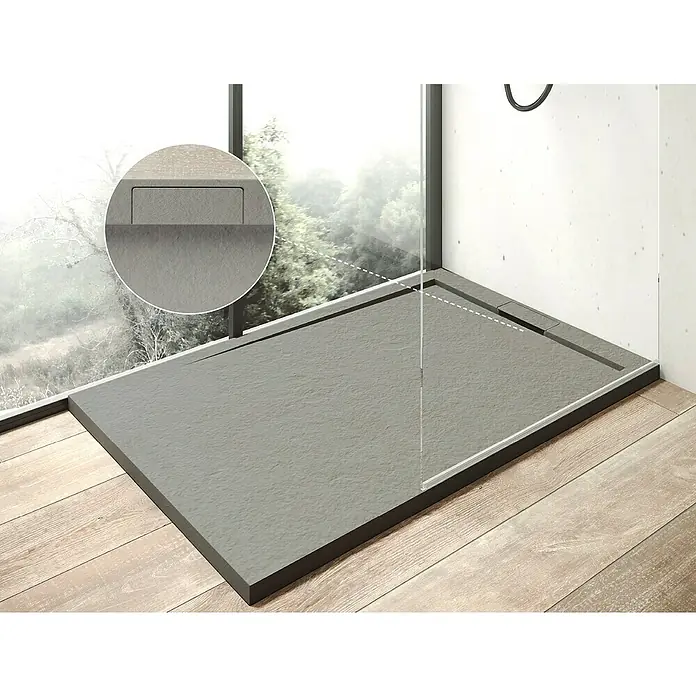 Ottofond Duschwanne Unico - L x B: 100 x 80 cm, Zementgrau - Stilvolle, ebenerdige Duschwanne in Grau mit integriertem Ablauf für ein modernes Badezimmerdesign. Hochwertige Verarbeitung und minimalistisches Design.