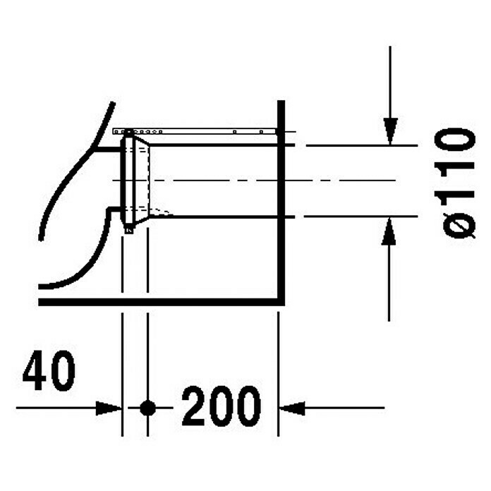 Duravit Starck 2 Stand-WC-Kombination Typ 1Mit Spülrand, Mit schmutzabweisender Glasur, Spülform: Tief, WC Abgang: Waagerecht, Weiß Sketch