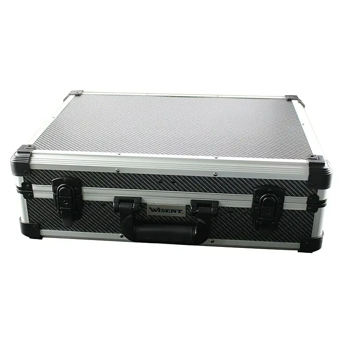 Wisent Maletín de herramientas Profesional - 127 pzs. - Una robusta caja de herramientas con herrajes plateados, esquinas negras y asa negra. Ideal para almacenar y transportar herramientas.