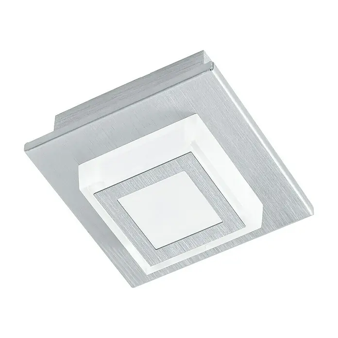 Eglo LED-Deckenleuchte MASIANO - 3,3 W, L x B x H: 11 x 11 x 5,5 cm, Alu-gebürstet, Warmweiß - Quadratische LED-Deckenleuchte in Silber und Weiß. Die moderne Leuchte sorgt für eine helle und stilvolle Beleuchtung im Raum.