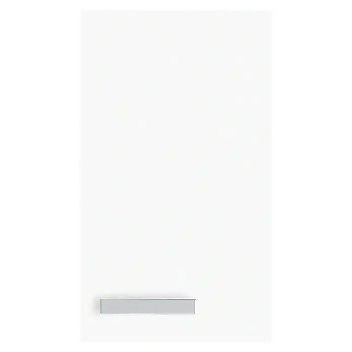 Optifit Salo214 Hängeschrank - 34,6 x 40 x 57,6 cm, Weiß - Eine minimalistische, moderne Schubladenfront in strahlendem Weiß mit einem schlichten, länglichen Griff in Silber.