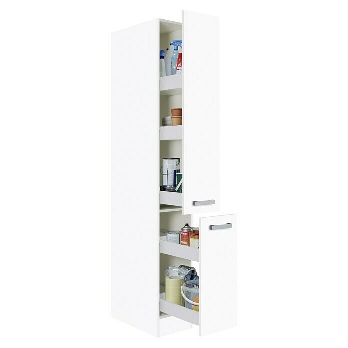 Optifit Salo214 Apotheker-Hochschrank57,1 x 30 x 206,8 cm, Weiß Diagonal View