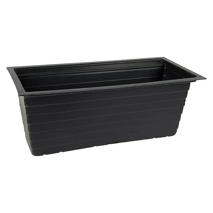 Mega Collections Pflanzkasten-Einsatz - L x B x H: 100 x 45 x 30 cm - Schwarzer Pflanzkasten aus Kunststoff mit horizontalen Linien für den Garten oder Balkon. Ideal für Blumen und Kräuter.