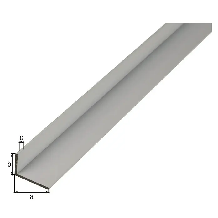 Alberts Perfil angular - 2.600 x 10 x 20 mm, Espesor: 1,5 mm, Aluminio, Blanco - Perfil cantonera con dimensiones a, b y c, ideal para instalaciones precisas y acabados limpios en proyectos de bricolaje y construcción.