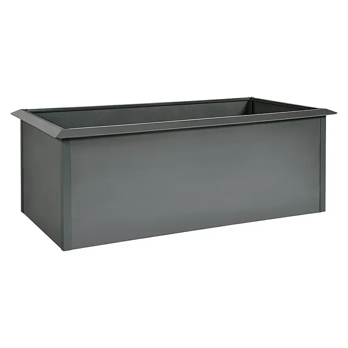 Gardol Huerto urbano - 200 x 100 x 76 cm, Acero, Antracita - Jardinera rectangular de metal gris con bordes elevados, ideal para jardines o patios.