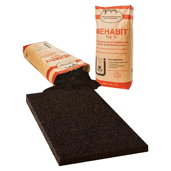 Meha Ausgleichsschüttung Mehabit - 100 l - Bild von MEHABIT Typ S Dämmstoff-Granulat in Säcken und als ausgelegte Fläche, ideal für hohe Stabilitätsansprüche.