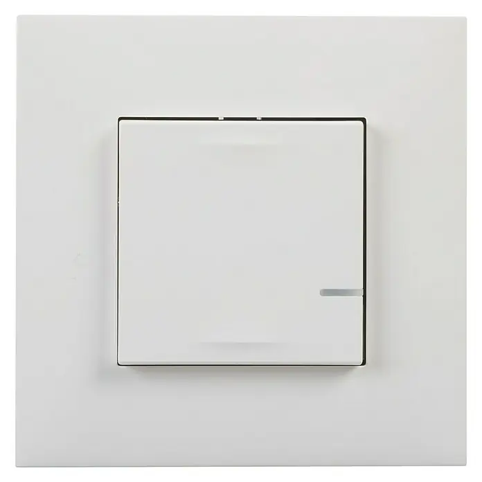 Legrand Valena Next with Netatmo Conmutador On/Off - Blanco, Montaje en la pared - Primer plano de un interruptor de luz blanco con un diseño minimalista, ideal para interiores modernos.