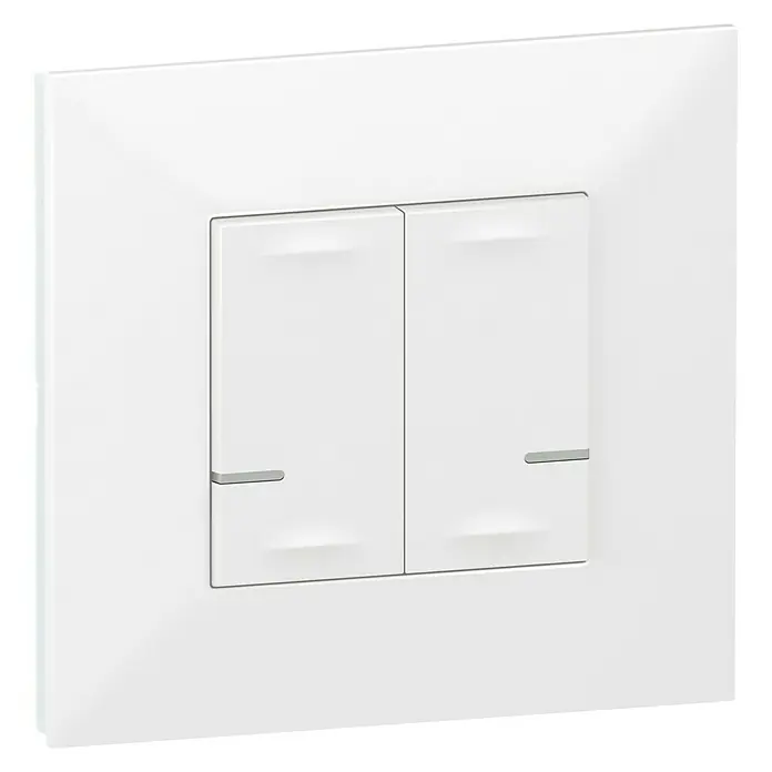 Legrand Valena Next with Netatmo Conmutador inalámbrico - Plástico, Blanco - Placa de interruptor de luz doble blanca para montaje en pared, diseño moderno con dos interruptores basculantes. Ideal para controlar la iluminación.