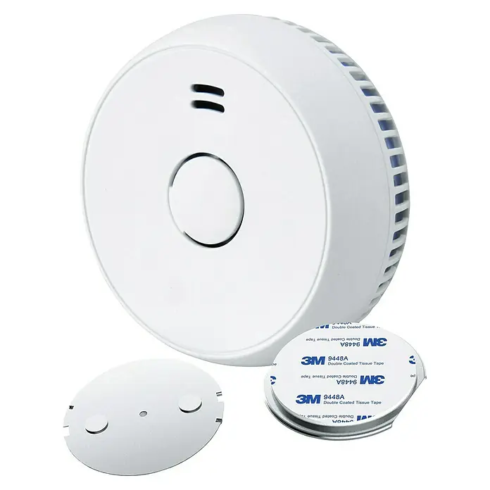 UniTEC Rauchwarnmelder Kriwan/TÜV - Durchmesser: 90 mm, Alarmsignal: 85 dB - Rauchmelder mit Montagezubehör, inklusive doppelseitigem 3M-Klebeband, für eine einfache und schnelle Installation.