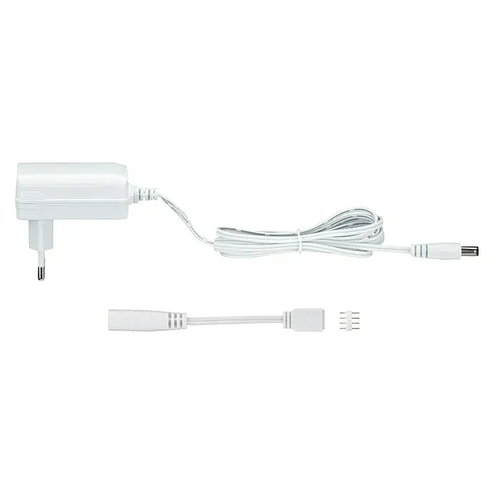 Paulmann Transformador LED - 12 VA, Blanco - Fuente de alimentación LED blanca con cable y conector para tiras LED, esencial para alimentar y conectar sistemas de iluminación LED.