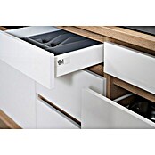 Respekta Premium Küchenzeile GLRP345HESWGKE (Breite: 345 cm, Mit Elektrogeräten, Weiß Hochglanz)